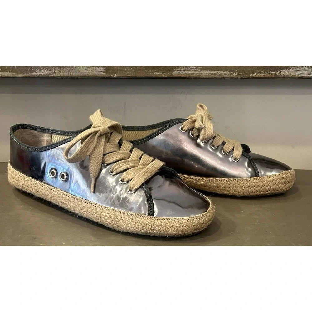 EMU Australia Agonis Mirror Gunmetal/Pewter Espadrille Sneaker Lace Up Women's 9